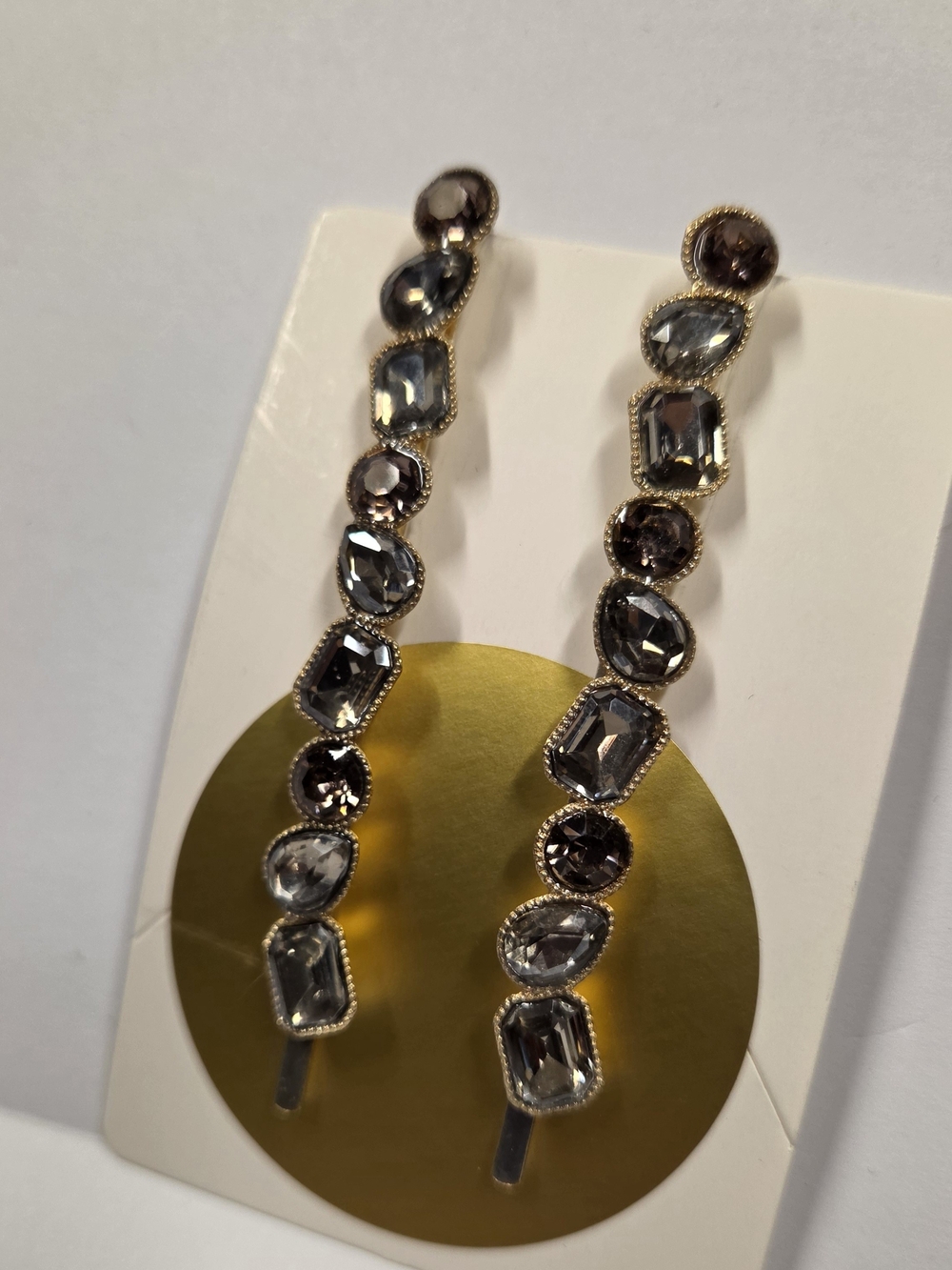 Gold-Tone Gray Crystal Hair Pins